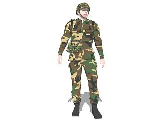 现代军人sketchup模型，3D真人草图大师模型下载