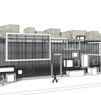现代售楼处建筑方案草图大师模型，售楼部建筑sketchup模型免费下载