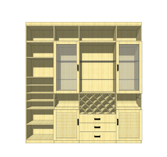 现代实木酒柜草图大师模型，酒柜sketchup模型下载