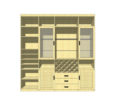 现代实木酒柜草图大师模型，酒柜sketchup模型下载