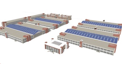 现代工业厂房sketchup模型下载，厂房skb模型分享