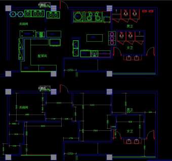 鸭肠王火锅店CAD装修图纸，鸭肠王火锅店CAD施工图下载