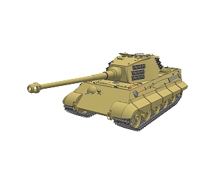 德国六号Tiger-II虎王重型坦克su模型，虎王重型坦克草图大师模型下载