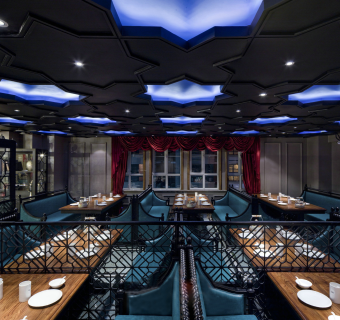 韵味天域餐厅格实景图施工图，餐厅CAD建筑图纸下载