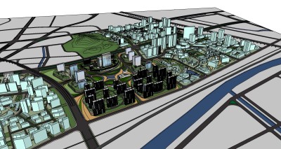 现代城市规划设计sketchup模型，城市规划草图大师模型下载