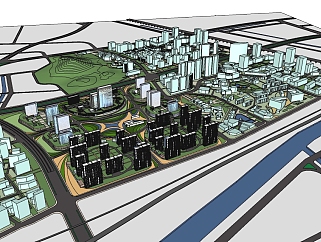 现代城市规划设计sketchup模型，城市规划草图大师模型下载