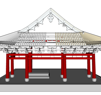 中式建筑保国寺半完整草图大师，中式建筑保国寺su模型下载