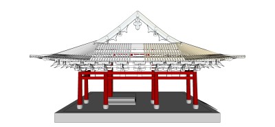 中式建筑保国寺半完整草图大师，中式建筑保国寺su模型下载