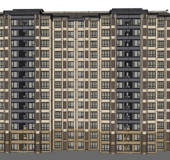 欧式高层公寓外观草图大师模型，公寓su模型下载