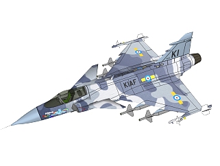 瑞典萨博JAS-39鹰<em>狮</em>战斗机草图大师模型，战斗机SU模型...