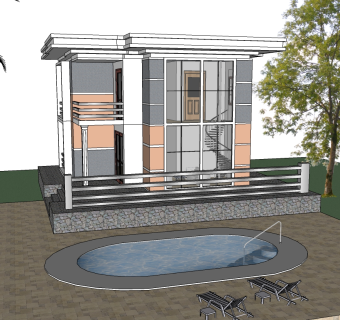 现代简约别墅草图大师模型，别墅sketchup模型下载