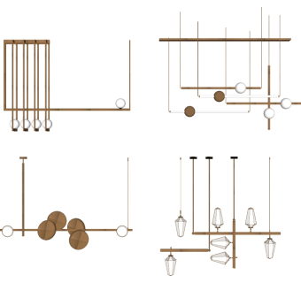 现代吊灯草图大师模型，吊灯sketchup模型