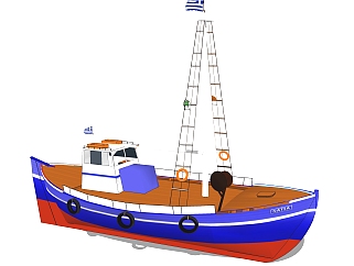 现代大型渔船sketchup模型，货船skp模型下载