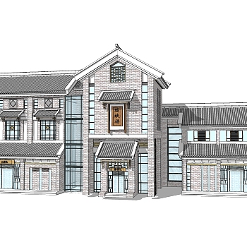 中式居住建筑草图大师模型，古建民俗sketchup模型免费下载