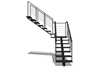 现代钢结构双跑折梯草图大师模型，钢结构双跑折梯sketchup模型免费下载