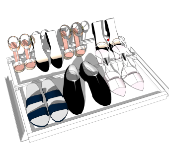 现代女士高跟凉鞋草图大师模型,服装店衣架su模型下载