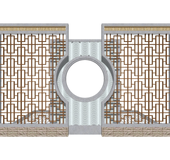 现代景观墙SU模型下载，景观墙skb模型分享
