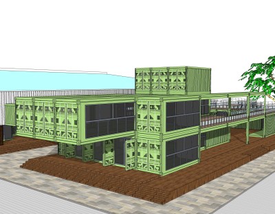 现代集装箱改造房su模型，改造房草图大师模型下载