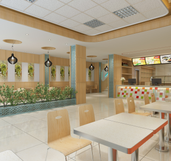 小清新快餐厅施工图CAD图纸，餐厅cad设计图纸下载