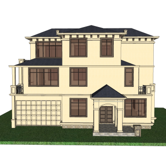 现代独栋别墅草图大师模型下载，独栋别墅sketchup模型