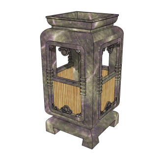 中式垃圾箱草图大师模型，垃圾桶sketchup模型