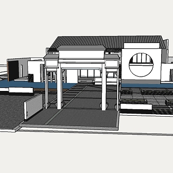 中式牌坊草图大师模型，牌坊sketchup模型