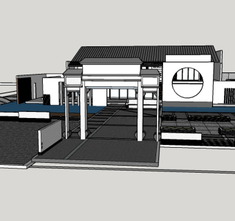 中式牌坊草图大师模型，牌坊sketchup模型