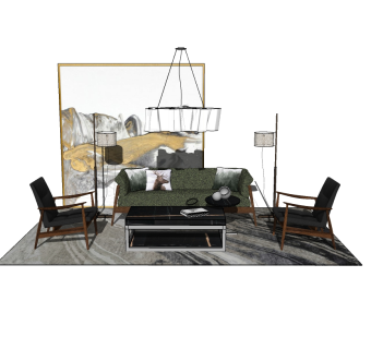 现代布艺沙发草图大师模型，沙发su模型下载