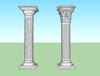 希腊多立克、<em>科林斯</em>罗马柱su模型，罗马柱sketchup模型...