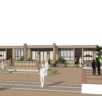 欧式售楼处建筑方案草图大师模型，建筑构件sketchup模型免费下载