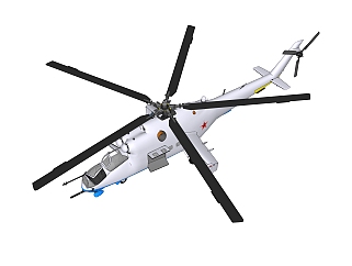 现代雌鹿武装运输直升机su模型，运输直升机草图大师模型下载
