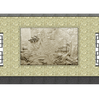 中式景观墙sketchup模型下载，景观墙草图大师模型