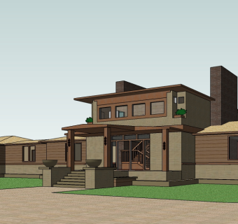 现代独栋别墅su模型免费下载，sketchup别墅草图大师模型