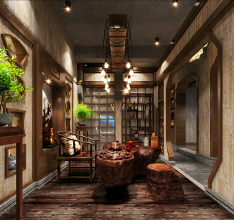 新中式禅意茶楼餐厅CAD施工图，茶楼CAD建筑图纸下载