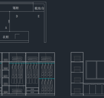 全屋定制酒柜书柜鞋柜衣柜CAD图库，酒柜书柜鞋柜衣柜CAD施工图纸下载