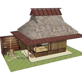 日式古建SU模型下载，古建草图大师模型