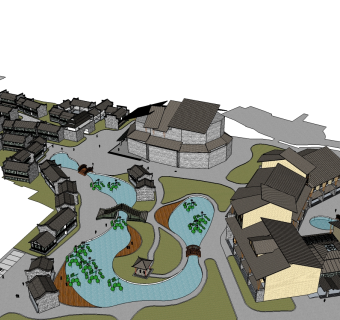 中式酒店草图大师模型下载、中式酒店su模型下载