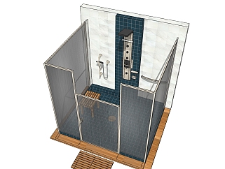 日式浴室skp文件下载，浴室卫生间草图大师模型
