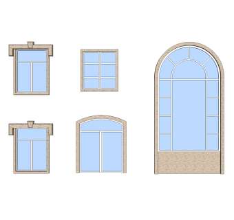 现代欧式窗草图大师模型,欧式窗SU模型下载