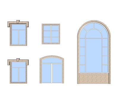 现代欧式窗草图大师模型,欧式窗SU模型下载