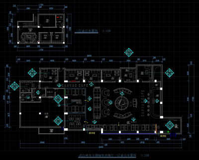 画布主题咖啡西餐厅施工图，cad施工图纸