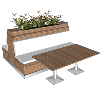 现代卡座餐桌椅su模型，餐桌椅sketchup模型下载