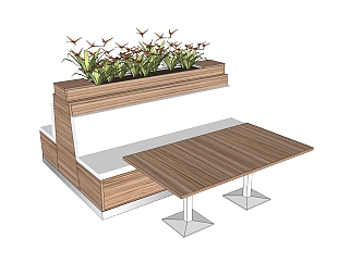 现代<em>卡座餐桌椅</em>su模型，餐桌椅sketchup模型下载