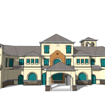 欧式别墅外观草图大师模型，SU模型免费下载