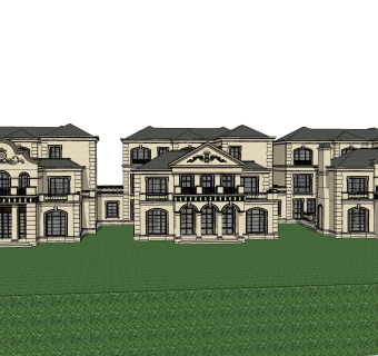 欧式别墅外观草图大师模型，别墅外观sketchup模型免费下载