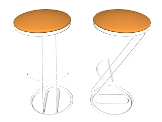 现代钢木吧椅sketchup模型，吧椅草图大师模型下载