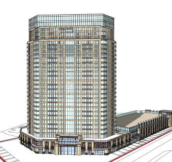欧式办公楼草图大师模型，办公楼sketchup模型免费下载