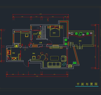 祥细客厅卧室家装户型图三居CAD，免费下载