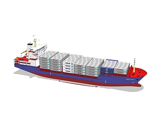 现代大型货轮skp模型模型，货船su模型下载