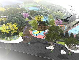 社区体育公园景观设计图，景观建筑设计案例